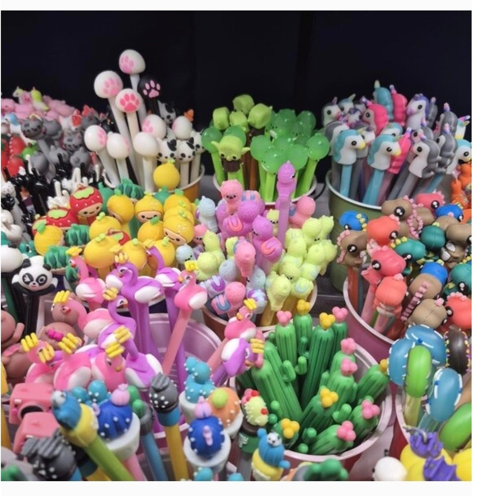 30 Novelty Gel Pens‎ Cute Kawaii Animal Character Silicone 3D Topper Stationery
